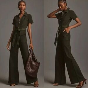 GOOD AMERICAN Moss Fit For Success Palazzo Jumpsuit
 Dark Green